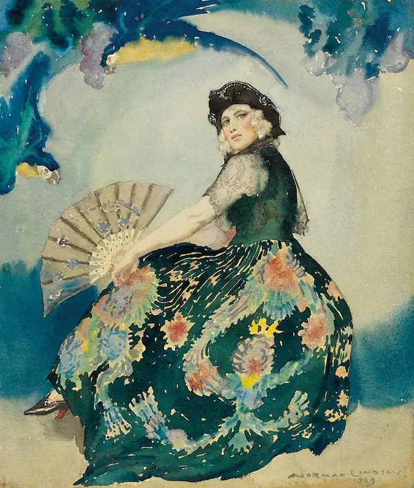 Norman Lindsay watercolour painting